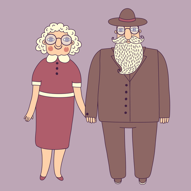 Elderly couple. Grandparents. - Vector, Image