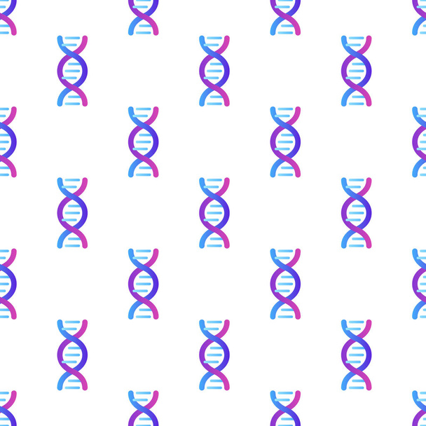 Genetikai absztrakt fogalom. Vektor színe lapos illusztráció. Kék gradiens DNS spirál jel zökkenőmentes mintázata, fehér alapon elkülönítve. Tervezés csempe géntudomány web, egészségügyi háttér. - Vektor, kép
