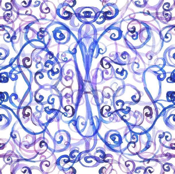 Patrón inconsútil abstracto colorido con remolinos de acuarela dibujados a mano sobre fondo blanco. Ilustración general
 - Foto, imagen