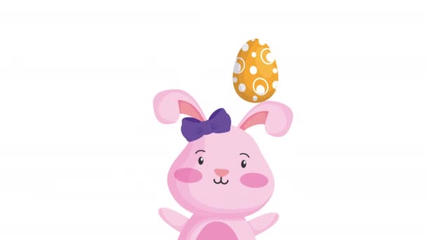 tarjeta animada pascua feliz con conejo y huevo pintado
 - Metraje, vídeo