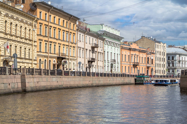 View of the beautiful buildings on waterfront of St. Petersburg summer day, Russia - Valokuva, kuva