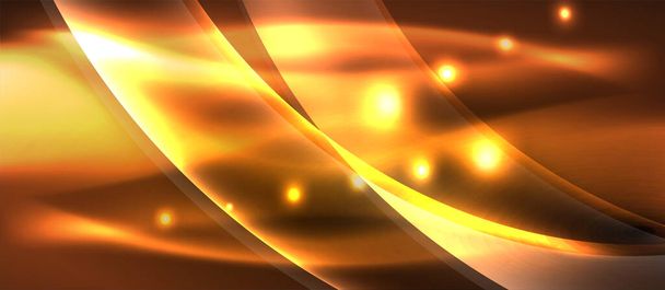 Абстрактний фон. Блискучий дизайн неонових хвиль зі світловими ефектами, техно-модний дизайн. Векторна ілюстрація Для шпалер, Банер, Тло, Картка, Книжкова ілюстрація, цільова сторінка
 - Вектор, зображення