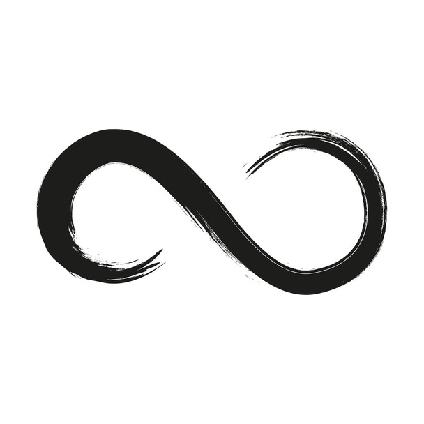 Grunge infinity symbol. Hand painted with black paint. Grunge brush stroke. Modern eternity icon. Graphic design element. Infinite possibilities, endless process. - Vector, Image