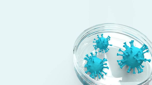covid 19 virus ve sklářském 3D vykreslování pro lékařský obsah. - Fotografie, Obrázek