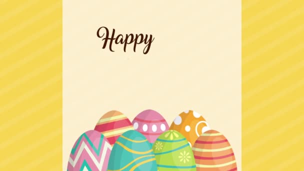 boldog húsvét animációs kártya nyúl és tojás festett - Felvétel, videó
