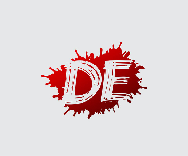 Κόκκινο Splash DE Letter Σχεδιασμός λογότυπο - Διάνυσμα, εικόνα