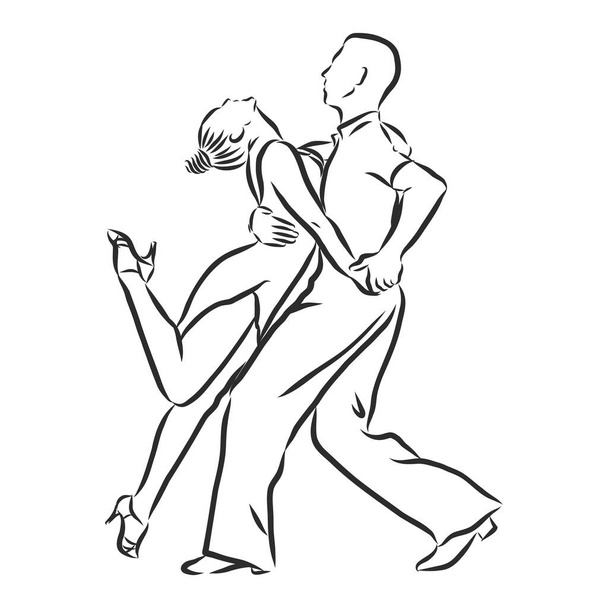 paar Latijnse dansers, vectorschets illustratie - Vector, afbeelding