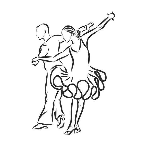couple of latin dancers, vector sketch illustration - Vector, Image