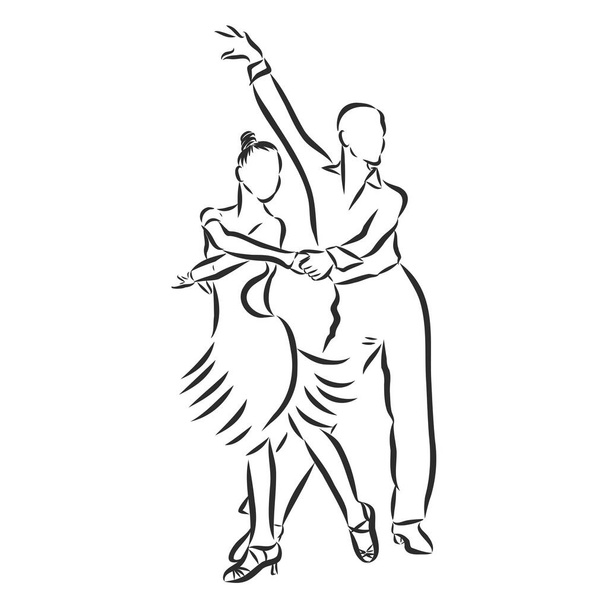 pár latinských tanečníků, vektorový náčrt ilustrace - Vektor, obrázek