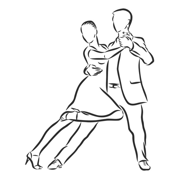 ζευγάρι Λατίνων χορευτών, εικονογράφηση διανυσματικών σκίτσων - Διάνυσμα, εικόνα