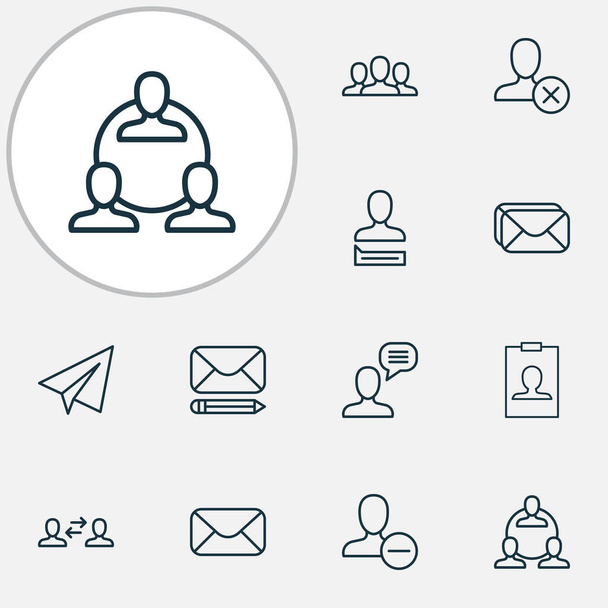 Network icons set with block, group, chatting and other identity card elements. Isolated illustration network icons. - Photo, Image