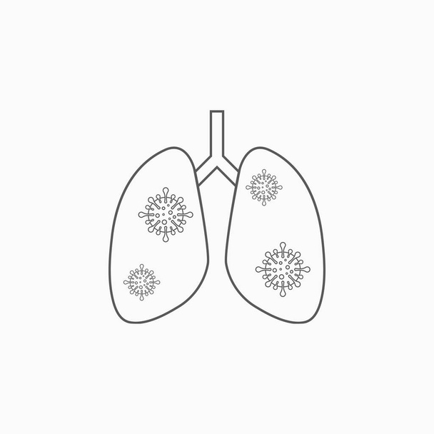 pulmones con icono del virus, pulmones con vector coronavirus
 - Vector, imagen