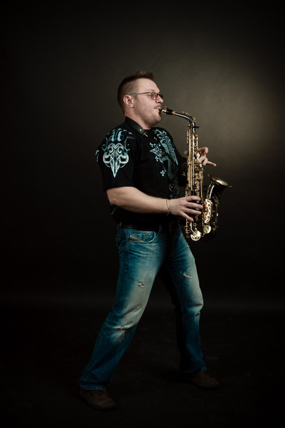Saxophonist portrait - Foto, afbeelding