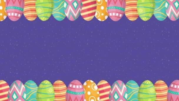 happy easter animated card with eggs painted frame - Πλάνα, βίντεο