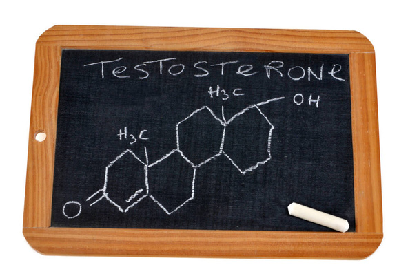 School slate on which is written the chemical formula of testosterone - Foto, Imagem