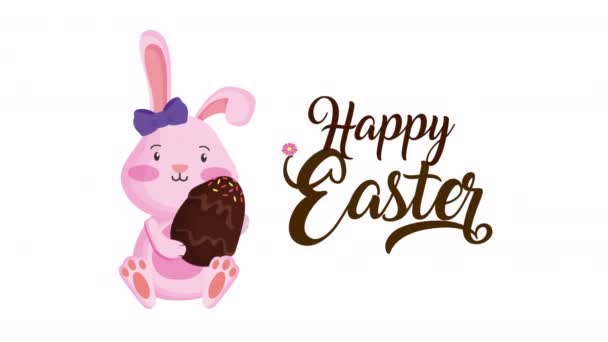 feliz Páscoa cartão animado com coelho fêmea e ovos pintados
 - Filmagem, Vídeo