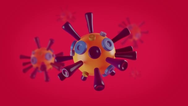 Barevný virus hračka Covid-19 3D ilustrace animované s purpurovým pozadím 01 - Záběry, video