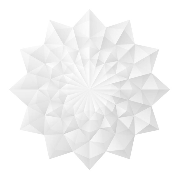 幾何学三角形、多角形、それらを一緒に配置する白い抽象的な花のパターンで、白い背景にあります。. - ベクター画像
