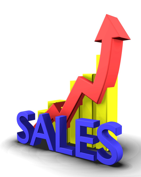 Statistik-Grafik mit Verkaufswort - Foto, Bild