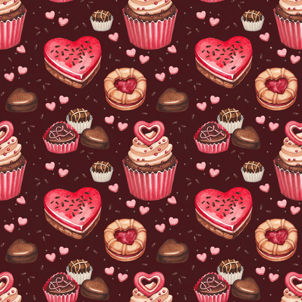 Cookies, cakes and chocolate sweets for valentines day - Foto, Imagen