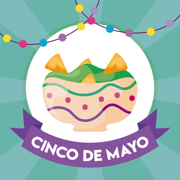 Meksika yemekli Cinco de mayonez kartı. - Vektör, Görsel