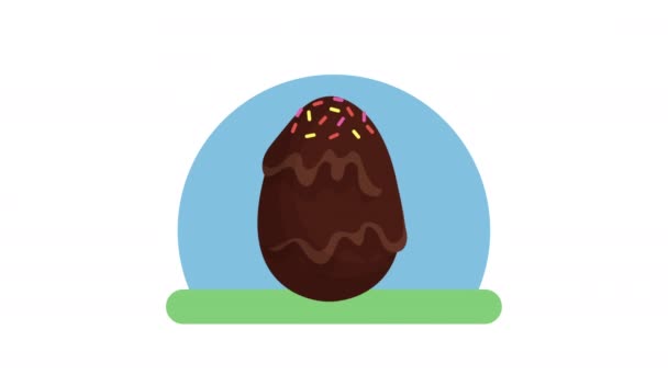 Mutlu Paskalya animasyon kartları. Tavşanlı çift ve yumurta boyalı. - Video, Çekim