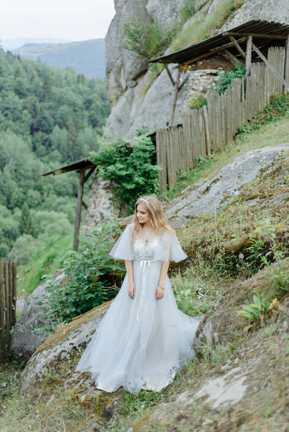 Portrait of a bride in the mountains. - Photo, Image
