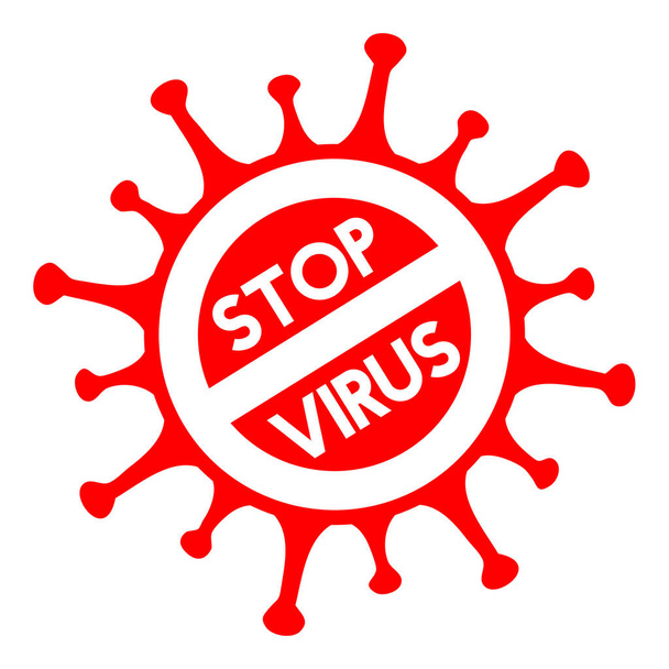 Σταμάτα το σήμα του ιού. Περιορισμός πανδημίας του Coronavirus. Προειδοποίηση για μέτρα καραντίνας σε δημόσιους χώρους. Εικονογράφηση διανύσματος - Διάνυσμα, εικόνα