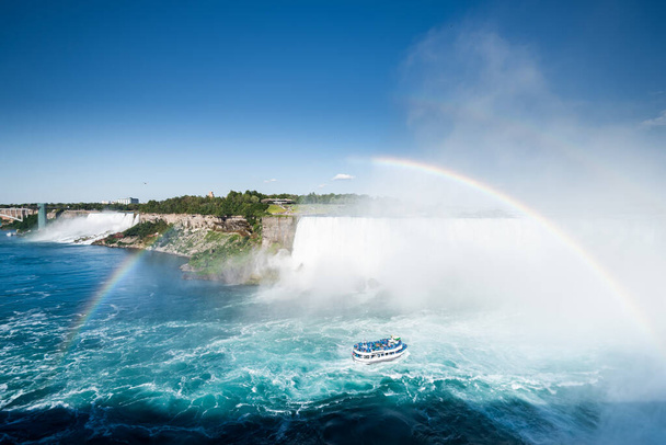 Aerial shot of famous beautiful Niagara waterfall on summer day - Photo, Image