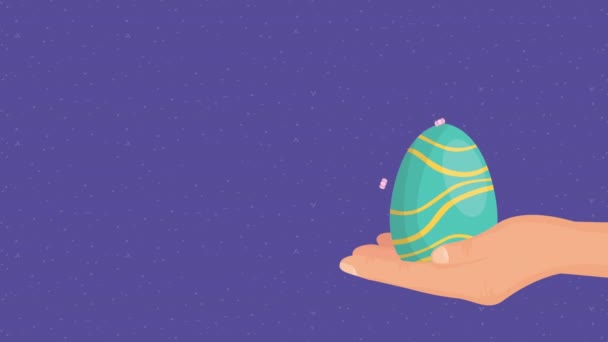 fröhliche Ostern animierte Karte mit weiblichen Kaninchen und Eier bemalt - Filmmaterial, Video