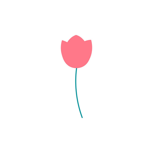 Rosa Tulpenblume flache Vektor-Symbol isoliert auf weißem Hintergrund. - Vektor, Bild