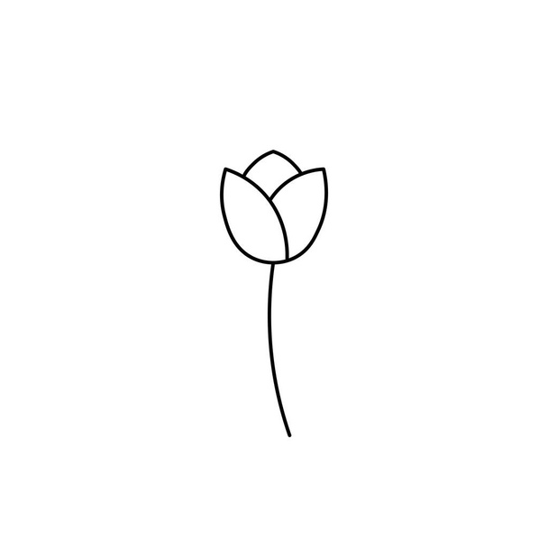 Tulpenblume flaches Vektorsymbol isoliert auf weißem Hintergrund. - Vektor, Bild