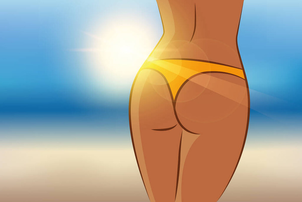 sexy female butt on a sunny summer day on the beach - ベクター画像