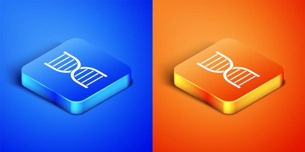 Isometric DNA symbol icon isolated on blue and orange background. Square button. Vector Illustration - Vector, Image