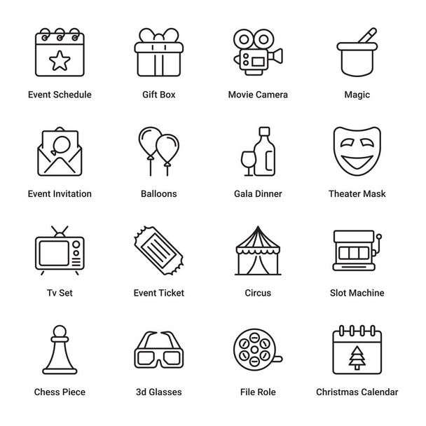 Events and Entertainment  related outline Icons - stroke, vector - Vector, Image