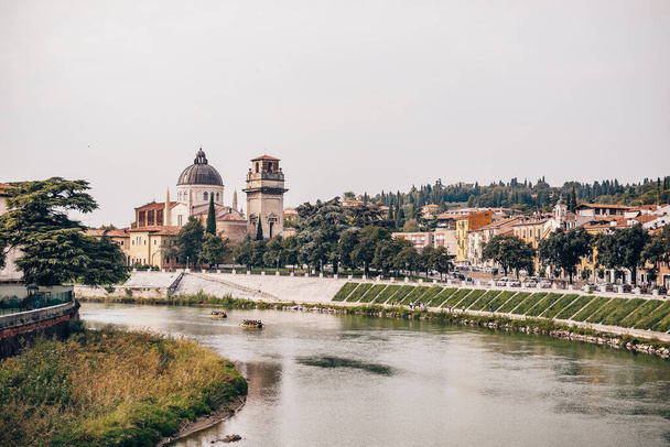 View of the city and Santuario della Nostra Signora di Lourdes, Verona - Foto, imagen