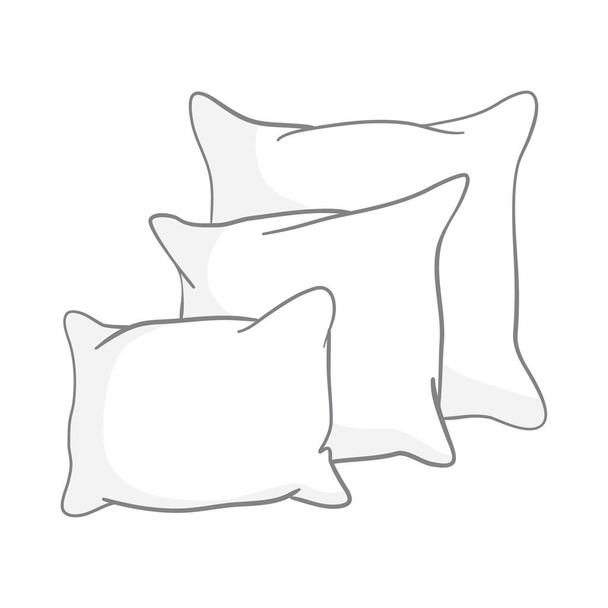 sketch vector illustration of pillow, art, isolated, white, bed - ベクター画像