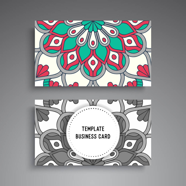Business Card. Vintage decorative elements. Ornamental floral business cards, oriental pattern, vector illustration - Vektori, kuva