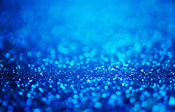 Glitzerlicht abstrakt blaues Bokeh-Licht verschwommener Hintergrund - Foto, Bild