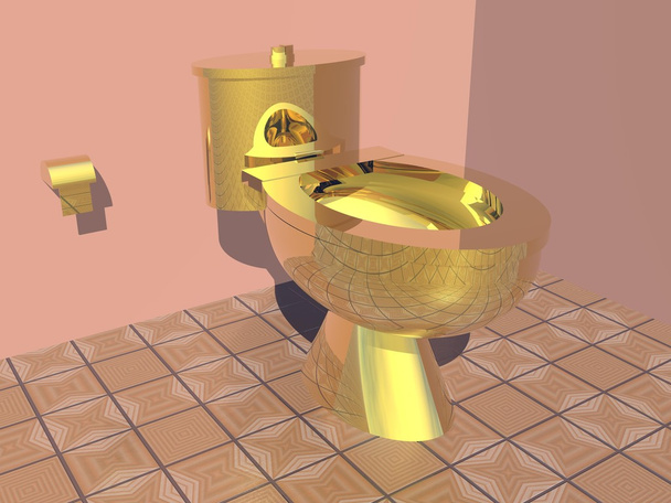 Baño dorado - 3D render
 - Foto, Imagen