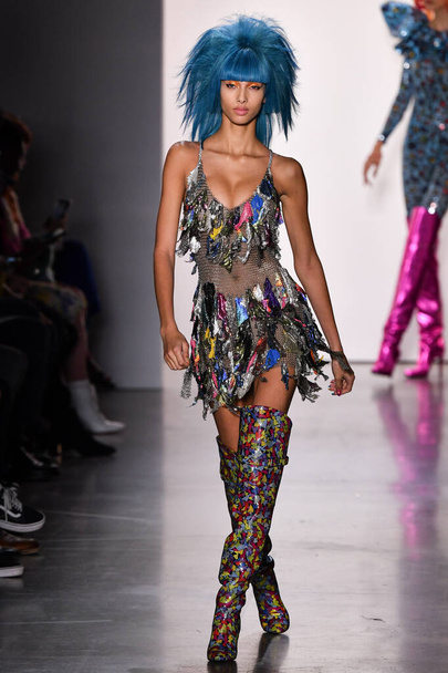 NEW YORK, NEW YORK - SEPTEMBER 06: A model walks the runway for Jeremy Scott during NYFW: The Shows at Gallery I at Spring Studios on September 06, 2019 in NYC - Photo, image
