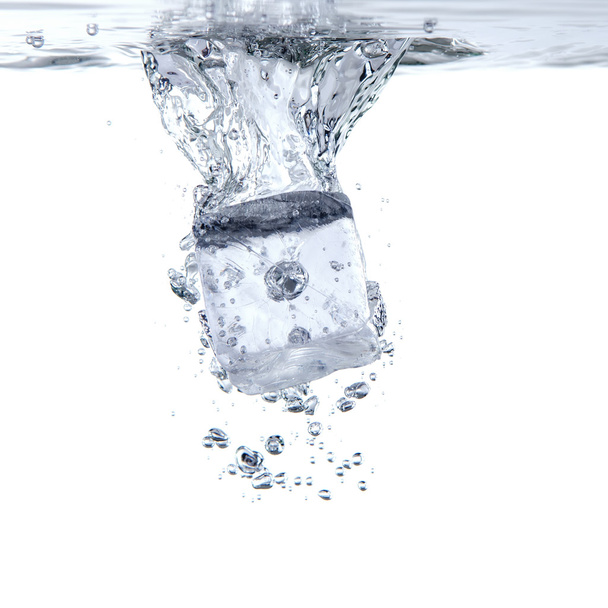 Ice cube Splash in the water - Fotoğraf, Görsel