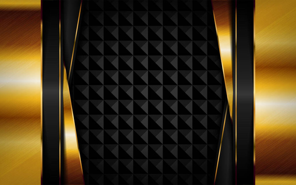 Abstract luxury dark background with golden lines combinations. Overlap modern background - Vector, Image