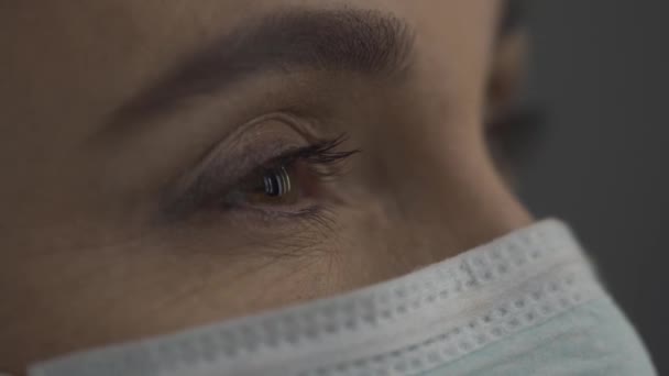 eyes of a middle-aged womans doctor. View from the side. - Video