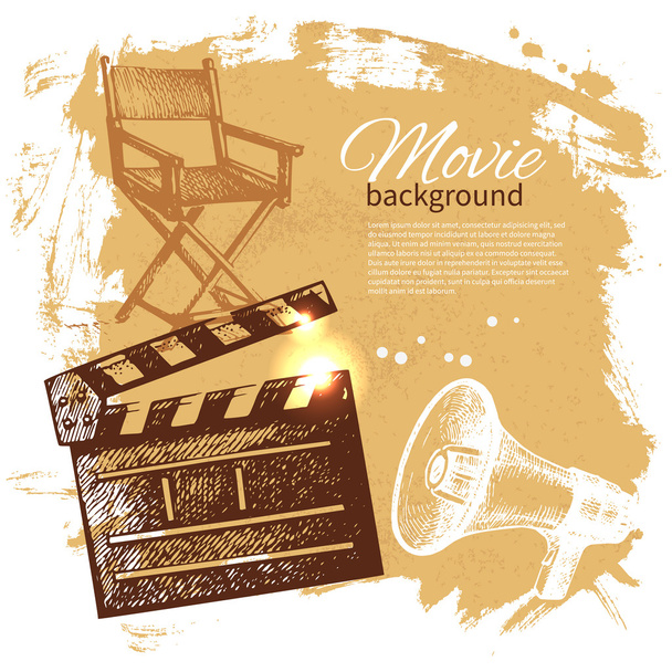 Movie background with hand drawn sketch illustration - Vector, Image