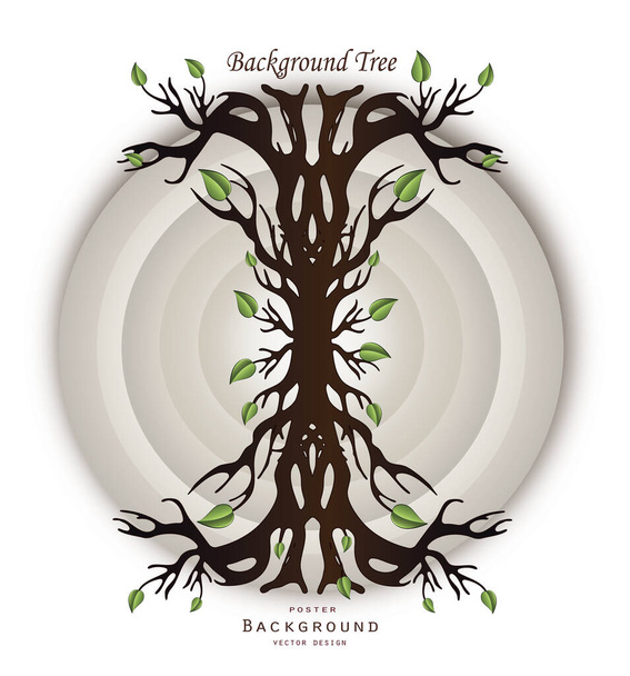 Tree with roots and leaves on background with circles vector - Vector, Image