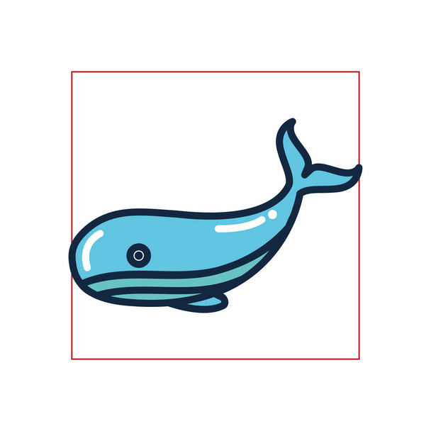 Изолированный стиль заливки китов иконка вектор дизайн
 - Вектор,изображение
