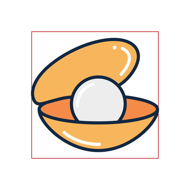 Huître isolée avec icône de style de remplissage de perles design vectoriel
 - Vecteur, image