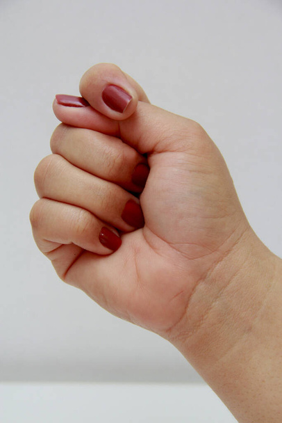 salvador, bahia / brazil - november 10, 2013: woman's hand closed in the shape of a fig - Foto, Imagen