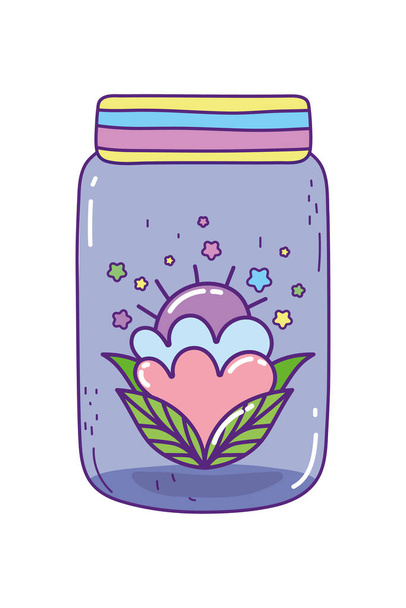 Mason jar with flower vector design - Vector, Image